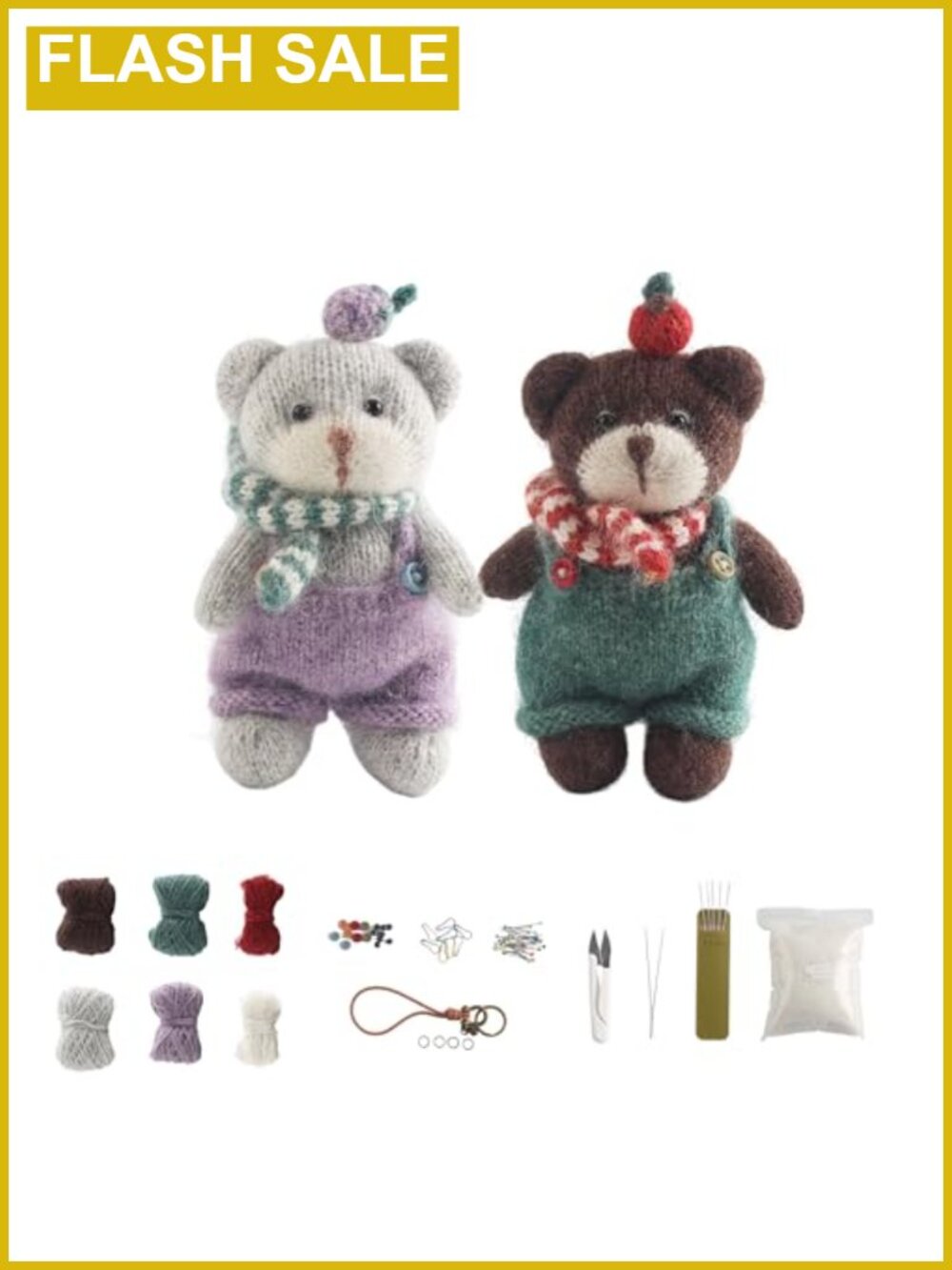 KNIMLY Knitting Kit DIY Bear with Needles All-in-One Beginner Craft